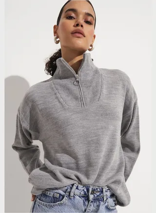 Zip Detail Knitted Sweater