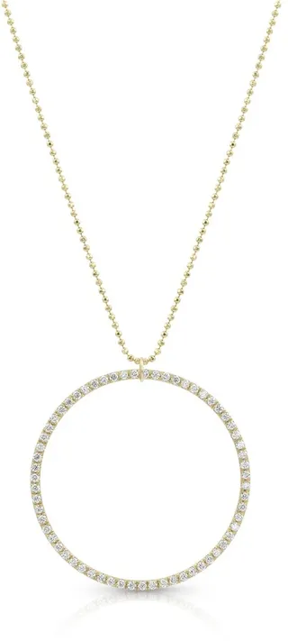18k Yellow Gold Diamond Halo Pendant Necklace (Large)