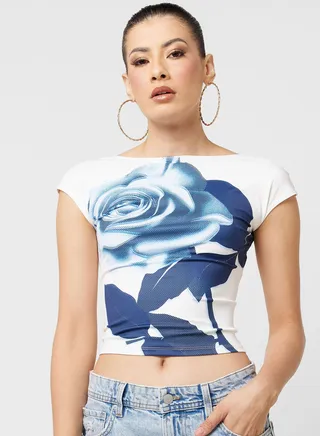 Digital Print Backless Top