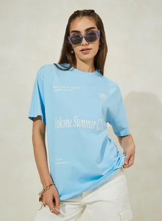 Oversized Slogan Print Crew Neck T-Shirt