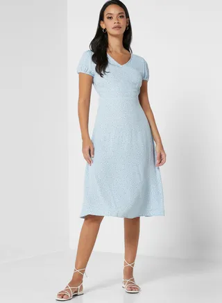V-Neck Midi Dress