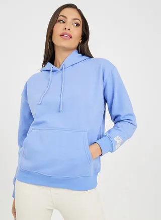 Regular Fit Printed Badge Hoodie with Front Pocket