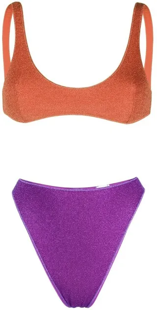Glitter-Detail Two-Tone Bikini Set