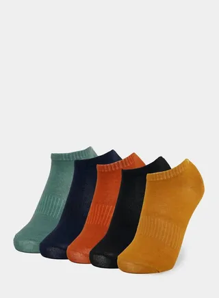 Pack of 5 - Solid Knitted Shoe Liner Socks
