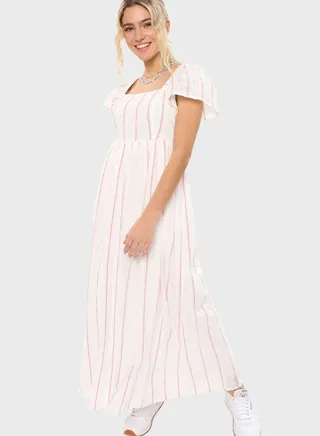 Flute Sleeve Tiered Dress