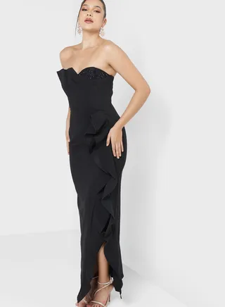 Off Shoulder Side Slit Dress