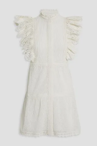 Pimmy ruffled lace-trimmed broderie anglaise mini dress