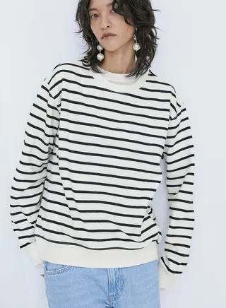 Crew Neck Striped Sweatshirt