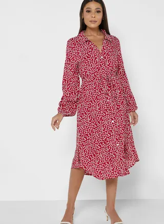 Belted Button Down Dress