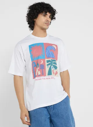 Contrast Printed T Shirt