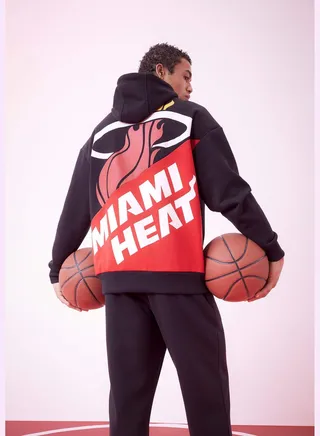 Man NBA Miami Heat Sweatshirt Oversize Fit Hooded Long Sleeve