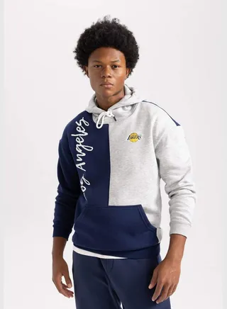 Man NBA Los Angeles Lakers Licenced Hooded Long Sleeve Knitted Sweatshirt
