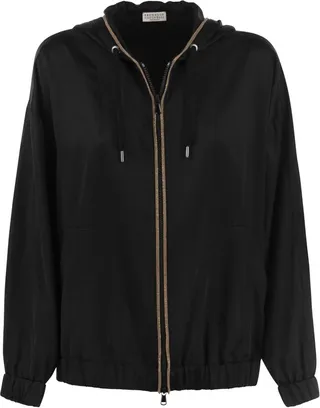 Brunello Cucinelli Zip-Up Drawstring Hooded Jacket