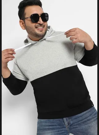 Colorblock Hooded Neck Long Sleeve Sweatshirt