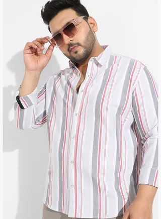 Striped Spread Collar Long Sleeve Shirt
