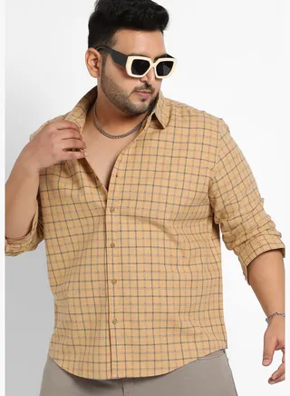 Checkered Spread Collar Long Sleeve Shirt