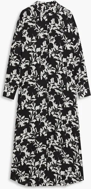 Printed cotton and silk-blend midi dress