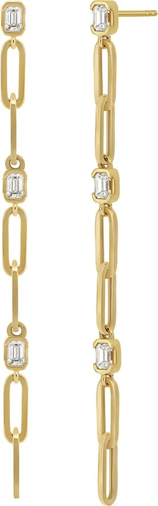 Varda Diamond Baguette Link Drop Earrings