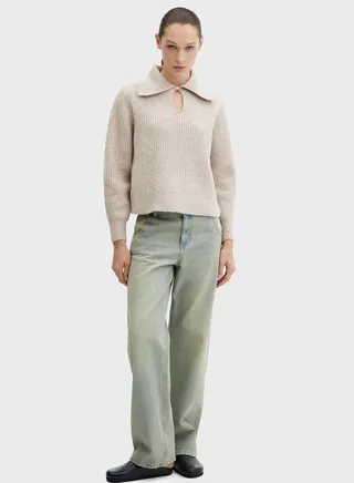 Knitted Keyhole Neck Sweater