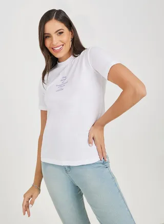 Regular Fit Slogan Print Short Sleeve T-Shirt