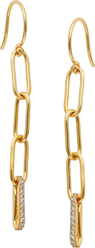 Lynx Pavé Oval Link Linear Drop Earrings