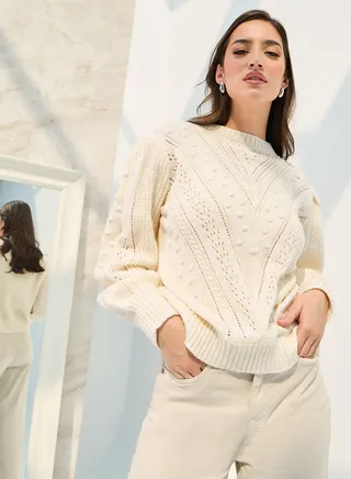 Regular Fit Textured Knit Sweater