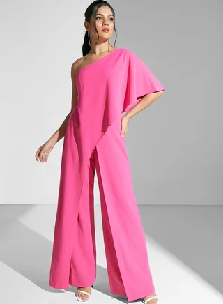 One Shoulder Wide Leg Jumpsuit