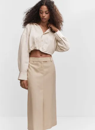 Front Slit Pocket Detail Skirt