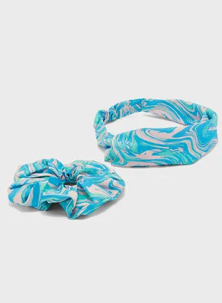 Printed Swirl Bandana & Scrunchy Set