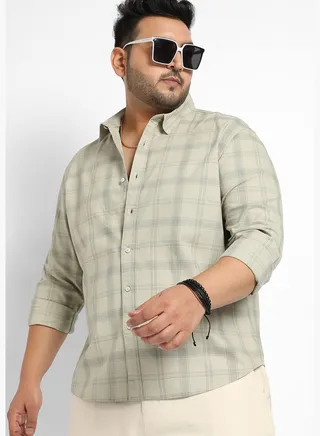 Checkered Spread Collar Long Sleeve Shirt