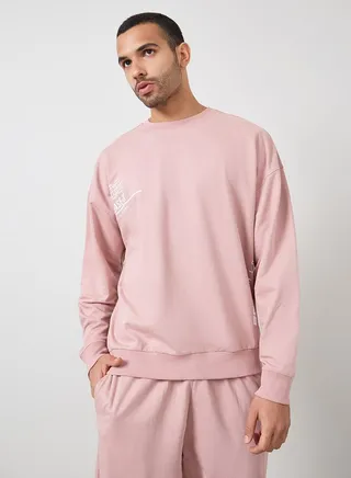 Oversized Fleece Sweatshirt with Minimal Print