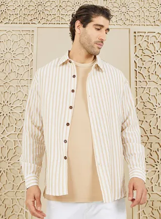 Striped Button Down Collar Shirt