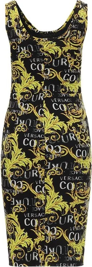 Versace Jeans Couture Logo-Printed Scoop Neck Midi Dress