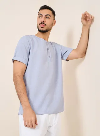 Cross Dyed Half Placket Regular Shirt
