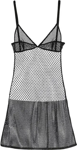 Rhinestone-Embellished Mesh Minidress