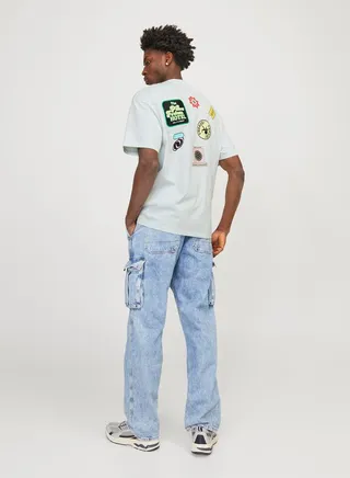 Front and Back Print Crew Neck Relaxed Fit T-shirt