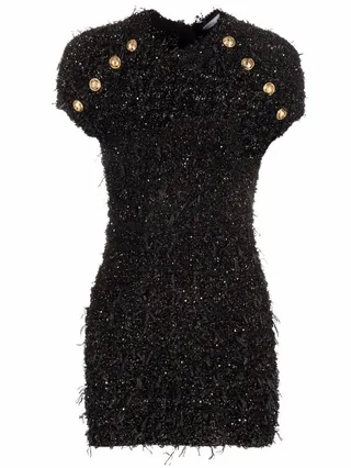 Sequin-Embellished Tweed Mini Dress