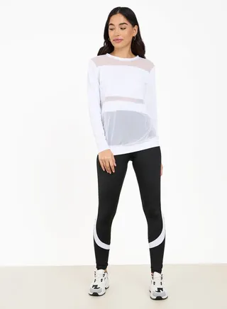 Multi Mesh Panel Detail Top & Colourblock Legging Set