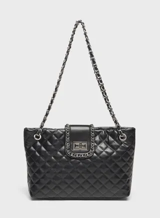 Chain Detail Zip Over Tote