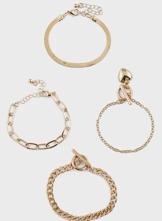 4 Pack Mix Heart Charm Bracelet