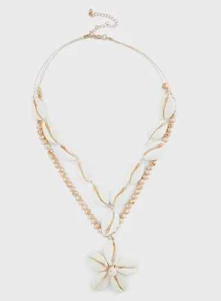 Floral  Pendant Shell Layered Necklace