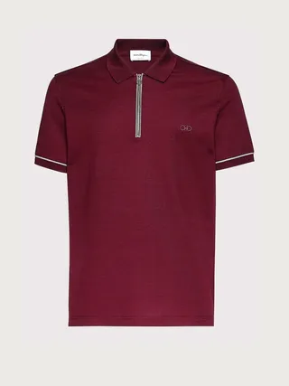 Ferragamo Men Cotton piquet polo Red