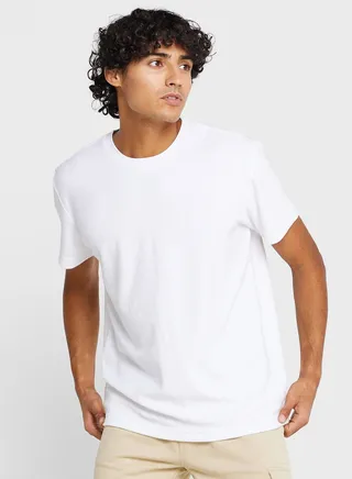 Towelling Crew Neck T-Shirt