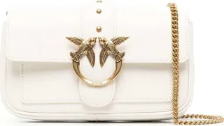 'love One Pocket' White Shoulder Bag With Logo Patch In Smooth Leather Woman