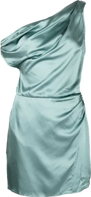 Off-Shoulder Silk Mini Dress