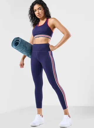 Contrast Trim Athletic Bra And Legging Set