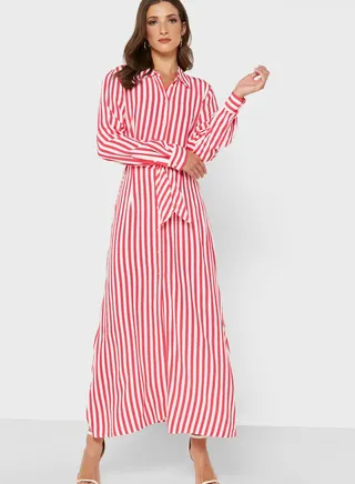 Striped Tie Detail Dress