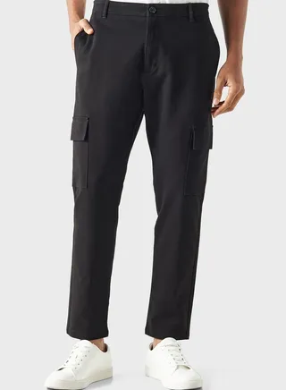 Loose Fit Solid Cargo Pants