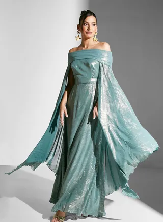 Off Shoulder Shimmer Gown