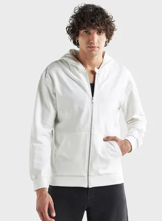 Solid Zip-Through Hoodie